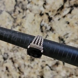 David Yurman Wheaton Ring in Sterling Silver w/ Black Onyx and Pavé Diamonds 6.5